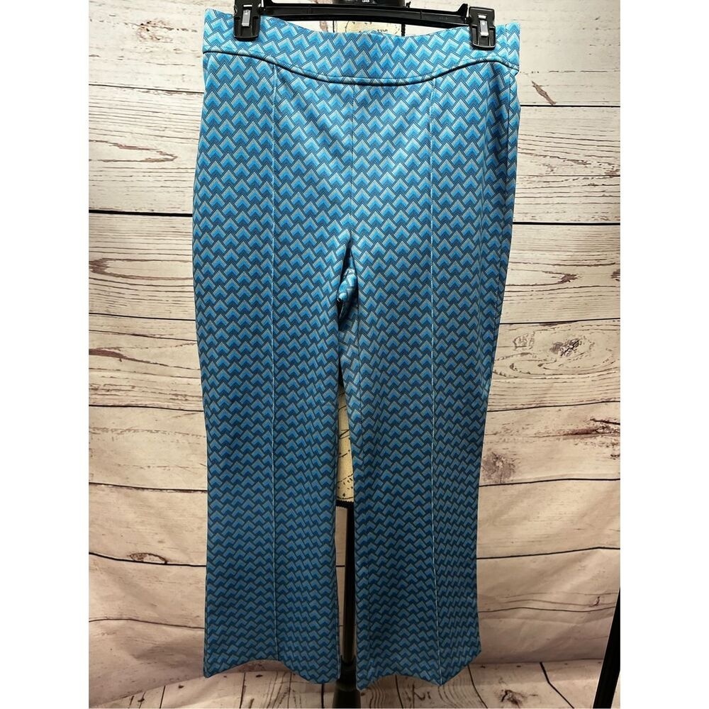 JONES & CO JONES NEW YORK Geometric Print Wide Leg Pants‎ Women Size S Blue